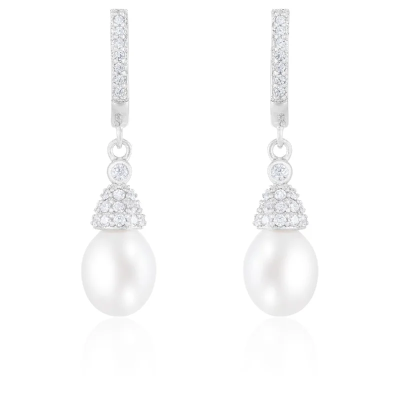 Dangle Hinged Back Pearl Earrings