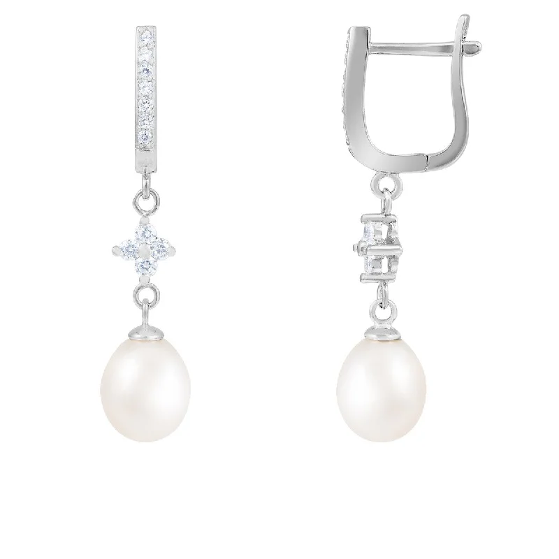 Dangle Latch back Pearl Earrings