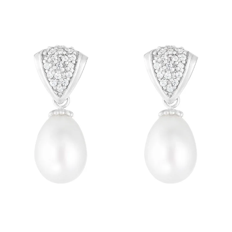 Dangle Push Back Pearl Earrings