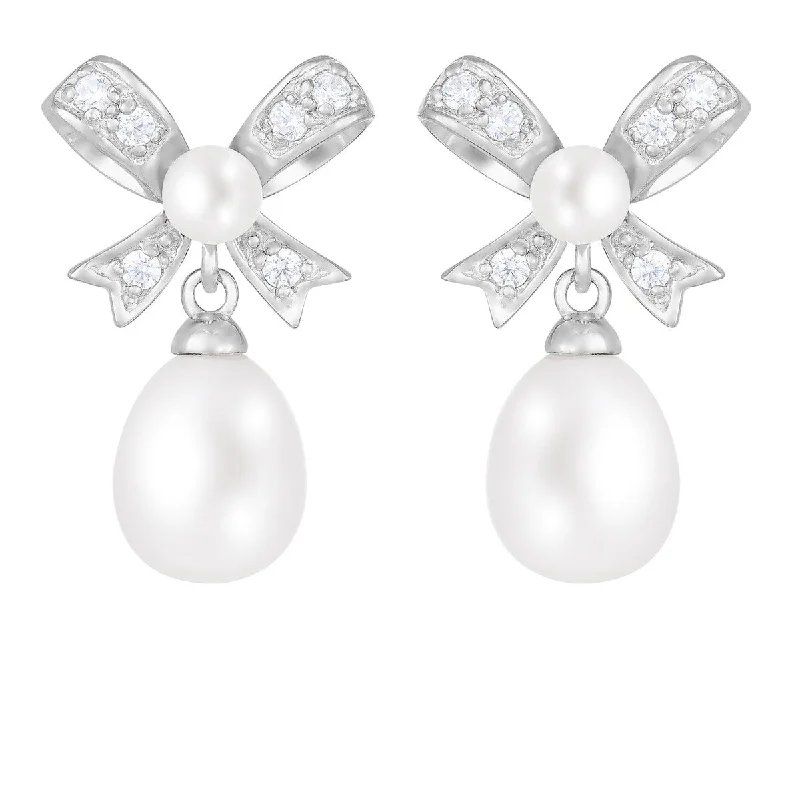 Dangle Push Back Pearl Earrings