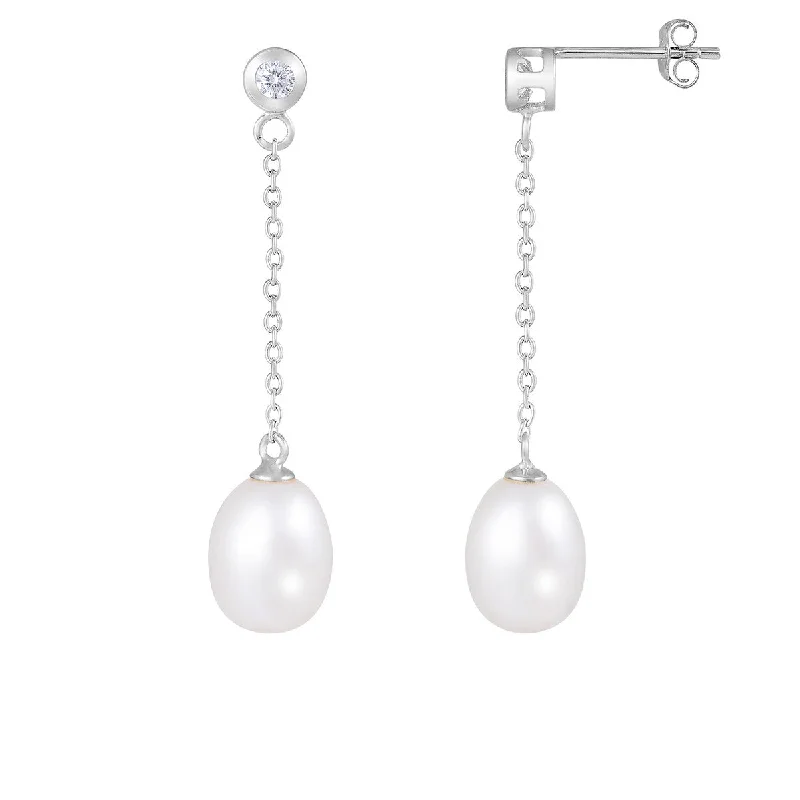 Dangle Push Back Pearl Earrings