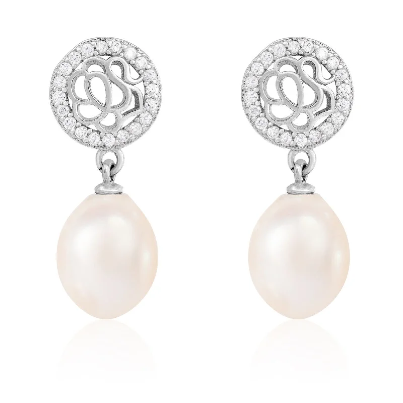 Dangle Push Back Pearl Earrings