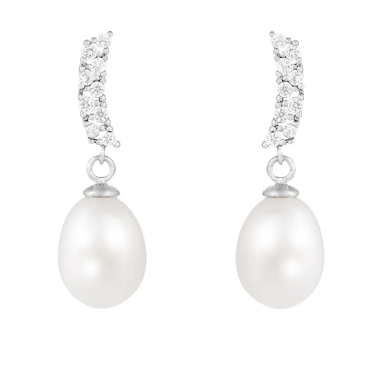 Dangle Push Back Pearl Earrings