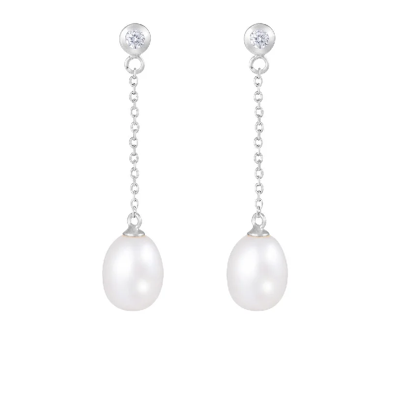 Dangle Push Back Pearl Earrings