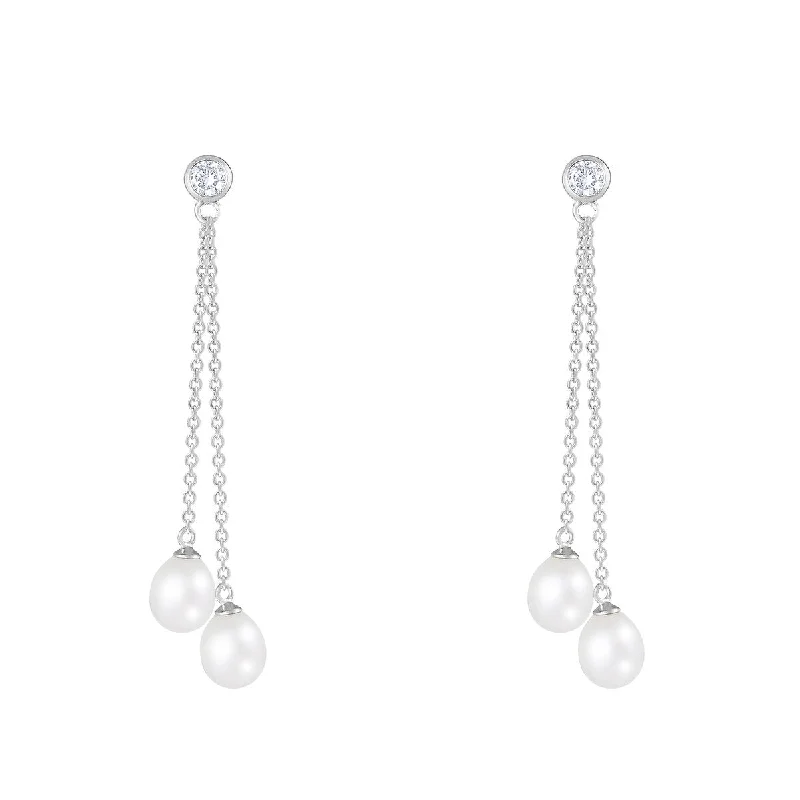 Dangle Push Back Pearl Earrings