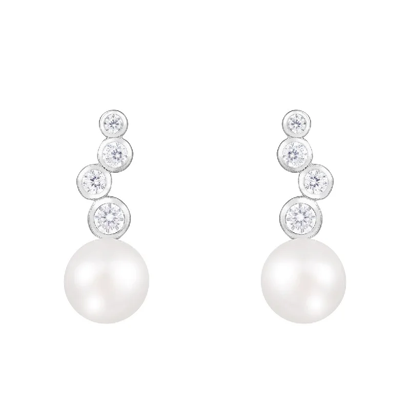 Drop Push Back Pearl Earrings