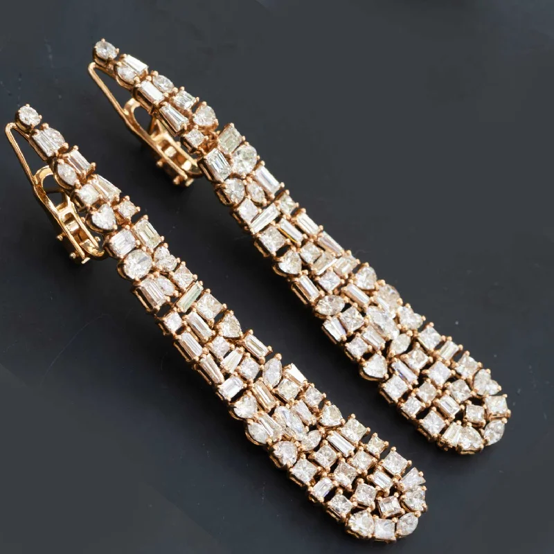 Elpis - Drop Diamond Earrings, 9.15 natural diamond D -F VS 18K Yellow Gold