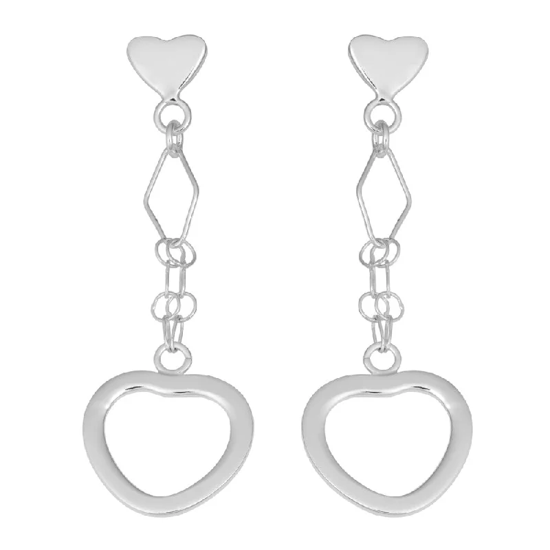 Fremada Sterling Silver Fancy Heart Drop Earrings