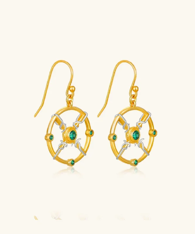 24K Gold Enchanted Emerald Earring