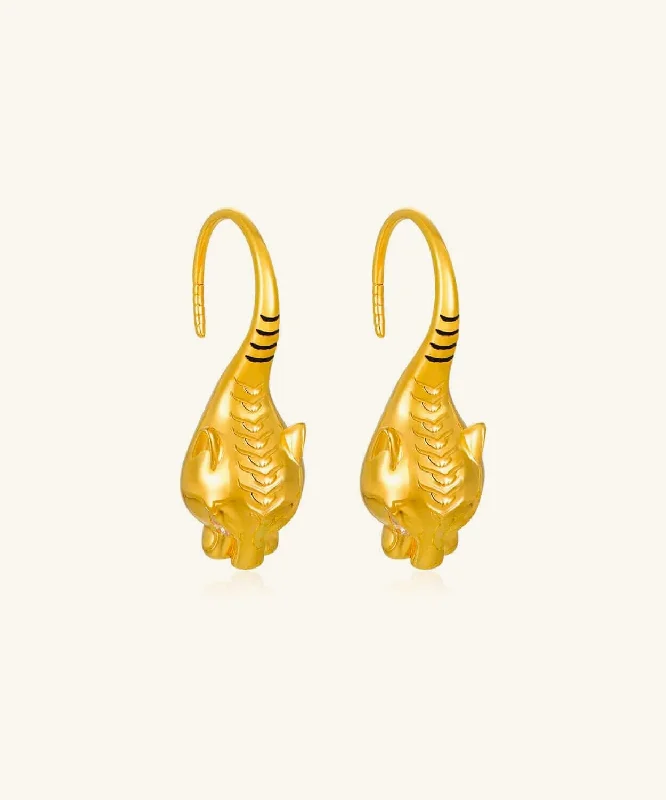 24K Yellow Gold Leopard Earring