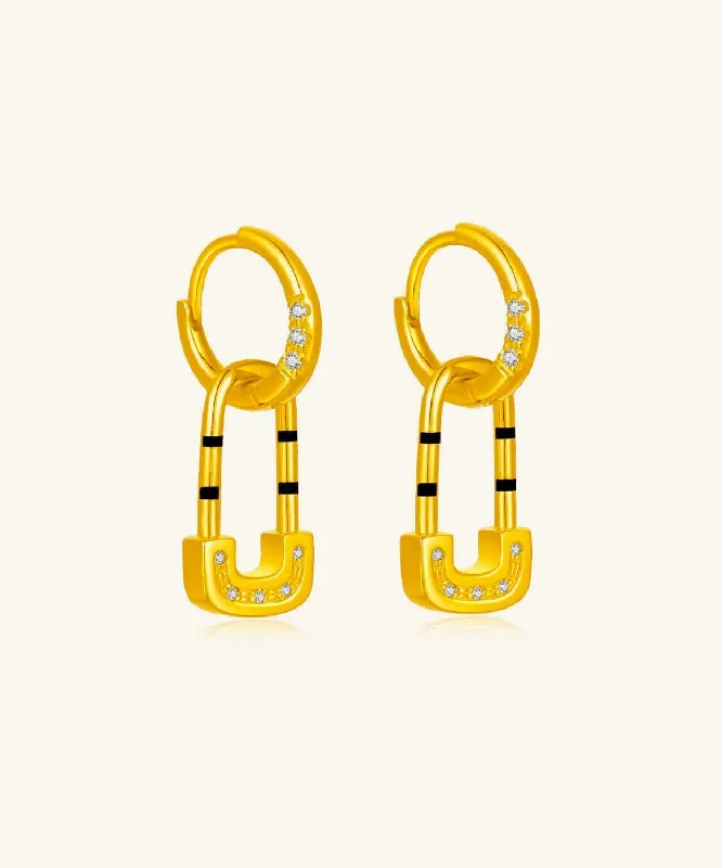 24K Yellow Gold Lock Earring