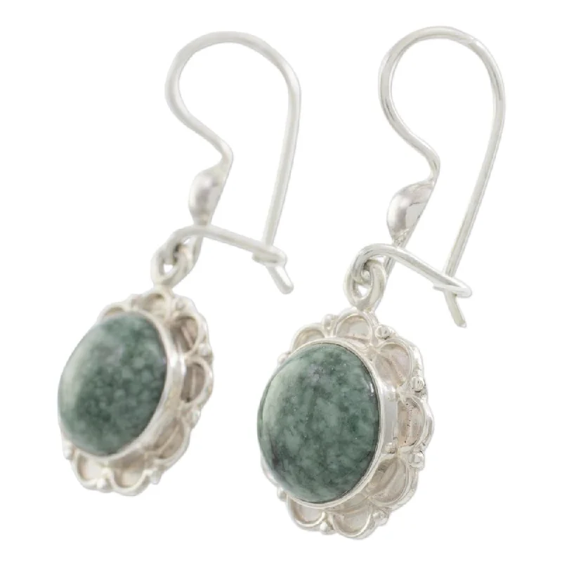 Jade Dangle Earrings, 'Green Forest Princess' (Guatemala) - 1.4*0.6