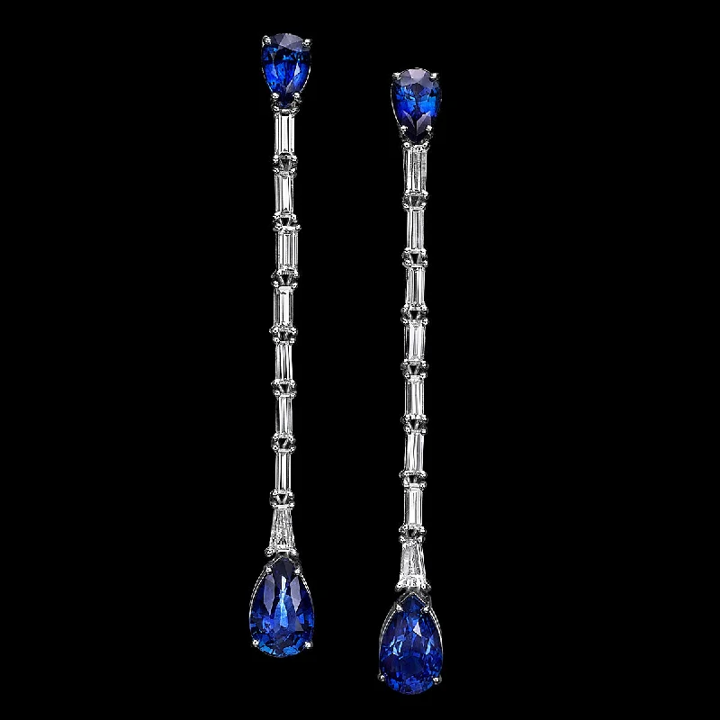 Katherine - 6.62 carat natural sapphire earrings with 1.85 carat natural diamonds