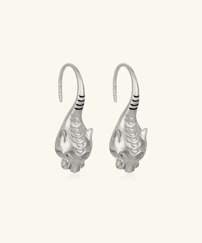 24K White Gold Leopard Earring