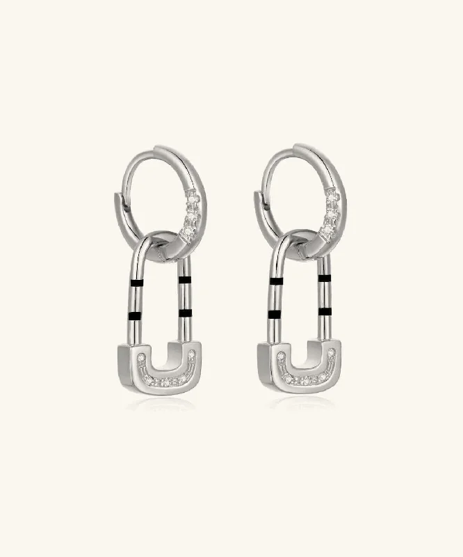 24K White Gold Lock Earring