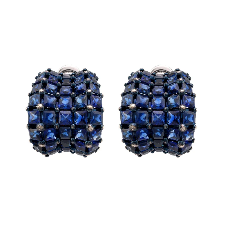 Luxurious contemporary 18 carat total weight sapphire 18K gold earrings