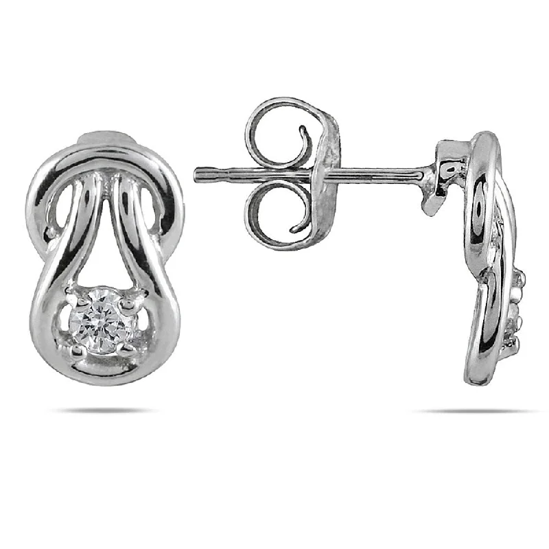 Marquee 1/8 Carat TW Diamond Love Knot Earrings in 10K White Gold