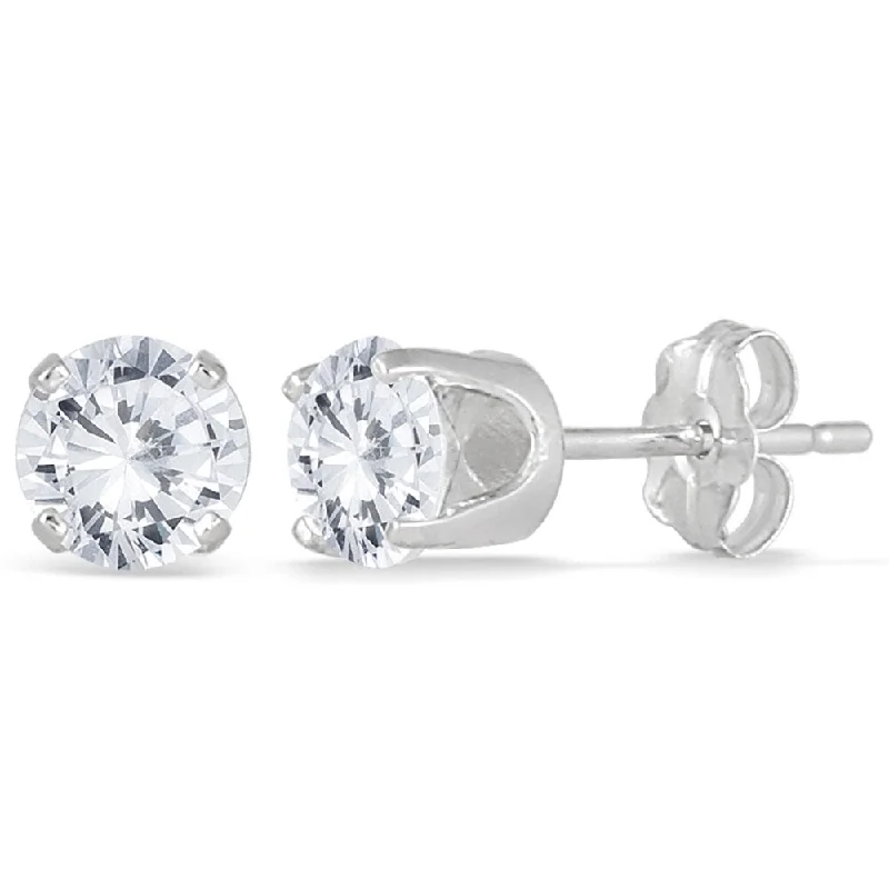 Marquee 1 Carat TW Diamond Solitaire Earrings in 14K White Gold