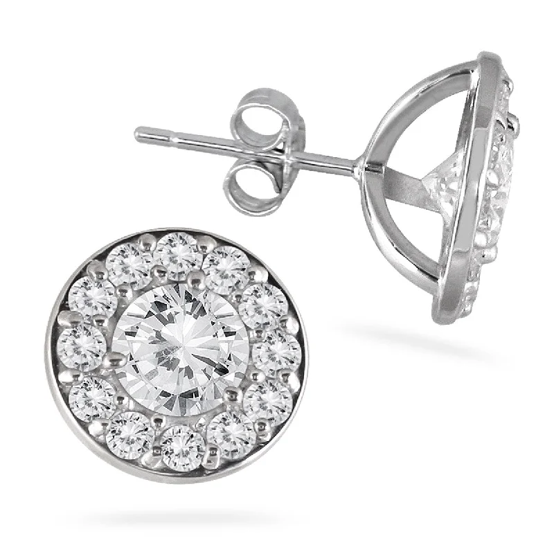 Marquee 2 Carat TW Diamond Halo Earrings in 14K White Gold