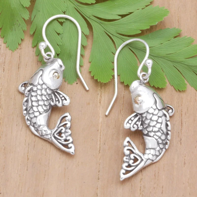 Novica Handmade Koi Pair Gold-Accented Dangle Earrings